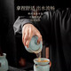 Ru kiln Kung Fu tea set high-end tea making azure teapot tea cup home office tea making 12-head azure Ru kiln Xishi teapot + tea tray