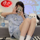 
Langsha 2025 summer pajamas for women pure cotton short sleeve shorts suit cartoon thin fat MM plus size can wear pajamas outside 694 Kapibala + 679 Green Dinosaur M [suggested 80-98 Jin [Jin equals 0.5 kg]] All size