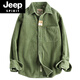 JEEP SPIRIT small amount of custom-woven pure cotton corduroy washed long-sleeved shirt men's American khaki trendy single pocket shirt jacket green 18 M 100-130Jin Jin equals 0.5 kg