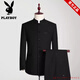 Playboy Brand Zhongshan Suit Suit for Young Men Slim Fit Chinese Stand Collar Suit Chinese Wedding Dress Banquet Chinese Style Black Single Top S (85-100Jin Jin is equal to 0.5kg)