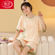 LangSha pajamas (LangSha) women's summer pure cotton Korean version cute large-size short-sleeved two-piece suit for outdoor wear in summer spring and autumn home clothes off white GXT6636 picture color M (recommended 75-95Jin [Jin equals 0.5 kg])