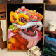 Three-April Tiger Chinese Style Lion Dance Digital Oil Painting Diy Filling Coloring Dragon New Year Hand-painted Oil Painting Decorative Hanging Painting SJ13915 50*70cm Tightened Thickened Inner Frame + Outer Frame