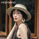 MISMEMO French holiday straw hat for women 2025 new spring and summer hollow saltwater straw travel flat brim sun hat, straw brown color