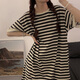 
Yalu Bingsi nightgown for women in summer loose and casual can be worn outside 2025 new short-sleeved home clothes pajamas with chest pad LMSJ1105 breastless pad Pure cotton spring and summer style M 160 90-100Jin[Jin equals 0.5 kg]