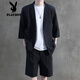 
Playboy (PLAYBOY) 2-piece short-sleeved suit for boys 2025 summer new suit jacket with five-point trousers for men dark gray S