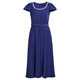 
ROEYSHOUSE French lace-up waist dress 2025 summer new fashion round neck blue purple big hem skirt 12163 blue purple M