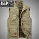 JEEP SPIRIT Jeep Spirit Vest Men's Spring and Autumn Casual Multi-Pocket Workwear Vest Men's Photography Fishing Vest Jacket Gray 2XL 155-170Jin Jin equals 0.5 kg