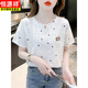 
Hengyuan Xiangchun. Cotton printed T-shirt for women short-sleeved summer clothes for women in 2025 new loose print design versatile T-shirt top for women 1396 white + 5002 pink flowers L suitable for 110-119Jin [Jin equals 0.5 kg]