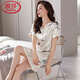 LangSha nightgown for women in summer thin half-sleeved ice real silk sexy summer loose large size pajamas home clothes 9923 L 165