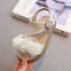 Little Yellow Duck Girls Princess Sandals Soft Soled Baotou Shoes Medium and Large Children's Sandals and Slippers Flower Comfortable Silver 23 Inner Length 15.5cm