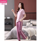 Pyjamas de coton pur modal pour femmes en été mince coton pur pantalon à manches courtes ensemble de vêtements de maison d'été décontractés peut être porté à l'extérieur de 7374 rose M (80-100jin [Jin est égal à 0,5 kg]))