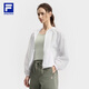 FILA Oficial de la chaqueta tejida de mujeres 2025 Autumn New Fitness Sports Simple Loose Caplaed Top Jade White S 160/80a/S