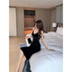 Nightclub suspender dress with low cut slim and sexy nightclub women's dress with temperament slim inner summer black M