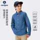 Navikel Italian small sailing children's clothing boys' long-sleeved shirt children's long-sleeved T-shirt medium and large children's lapel splicing shirt wind-blown sail blue 130