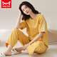
Catman MIIOW pajamas for women in spring and summer short-sleeved trousers Korean style students can wear pure cotton home clothing suits outside in summer YZT9720 Short-length L (100-120Jin [Jin equals 0.5 kg])