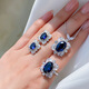 Chili Jewelry S925 silver jewelry set imitation tanzanite sapphire dan-shaped ring pendant main stone 8*12 ring