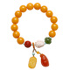 ADRIUS luxury high-end beeswax bracelet for women, yellow single circle DIY bracelet, amber small Pixiu beads 11mm, beeswax beads about 11mm, 13 pieces