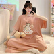 S.SOFEA夏季特大码睡衣宽松棉质短袖睡裙甜美卡通胖mm家居服 S1369#兰色 185 XXL