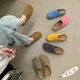 S.SOFEA Slippers Birkenstock de cuero grueso emulado para mujeres embarazadas con tendencia retro anti-deslizamiento 9226 azul 36