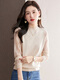 QIAFAN half turtleneck lace sweater for women Autumn and Winter 2025 new thin black top underwear middle collar base shirt Spring and Autumn Black M 95-110Jin [Jin equals 0.5 kg]