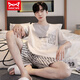 
Catman (MiiOW) pure cotton pajamas men's summer short-sleeved shorts for young students thin summer large-size pure cotton home clothing set D1996 (A679) L (110-130Jin [Jin equals 0.5 kg])