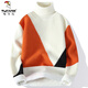 Specht (Tucano) Rollkragenpullover-Pullover für Männer im Herbst und Winter plus samtiger Dicker-Basis-Strick-Pullover Trendy Brandkontrastierende Farbe Lazy Style warmer Sweater 10719-WE6227R GRAUS PLUS STER SELT S 165/80A (ca. 90-110Jin [Jin Equals 0,5 kg]