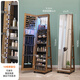Ouoety Magic Mirror Home 360 ​​Grad rotierender dreidimensionaler Spiegel Ganzkörperspiegelbodenbodenspiegel Multifunktionaler Speicher Schmuckschrank [Upgrade-Rotationsmodell] 6227-White + Monochrom Innernlicht Andere