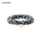 AJIDOU Aji bean hair band casual elastic crystal hair rope fashionable personalized hair band headband birthday gift gray blue 1 piece