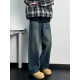 
ZENGZHI Retro Blue Wide Leg Jeans Men's Spring New Loose Straight Pants 2025 American High Street Vibe Casual Pants Black Gradient 1049 M