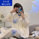 Naigatu ins style new pajamas for women in spring and autumn long sleeves trousers loose cardigan sweet cartoon cute home clothes 9215 XL [recommended 120-140Jin [Jin equals 0.5 kg]]