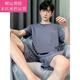 Fickan Pajamas for Seniors 60-70 Years Old Male Middle-aged and Elderly Dad Men Summer Shorts Shorts Thin Summer Two-Piece Set NJR-HDE9930 L [Soft and Skin-friendly, Comfortable Pure Cotton]