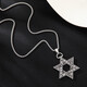 Six-pointed star pendant, titanium steel men's necklace, trendy, non-fading, European and American fashion, hip-hop style, niche jewelry, versatile Hexagram star necklace