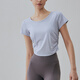 Gigt Jiji Yoga Wear Women's Summer New Style Hollow Breathable Back Hollow Short Sleeve Pilates Training Wear Fitness T-Shirt Quiet Blue M