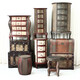 Oligo Collection - European retro home wooden box cabinet storage storage box decorative ornament photography props Deep purple 60104-12801 Single piece/set