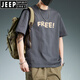 T-shirt à manches courtes en coton lourd Jeep Spirit Pure Pure Coton pour hommes T-shirt à mi-manche imprimé et décontracté à mi-manche imprimé à manches à manches à manche et à purs à manches à manches à manches de 1585 à courts