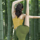 Shuangxiu Yoga Wear 2025 New Pilates Suit with Chest Pad, Comfortable Racer Fitness Top, Beautiful Sports Vest, Green Top, Long L (105-120)