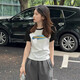 GTYUWVG时尚小个子女士纯棉短袖t恤女2025年新款夏季正肩拼色体恤上衣服 6227白色/黑色插肩款短袖 S