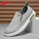 Huili Herrenschuhe Leinwandschuhe Herren 2025 Sommer Neue faule Menschen bequeme leichte atmungsaktive ein Fuß alte Peking-Stoffschuhe Herrengrau (verbesserter weicher Boden) 42
