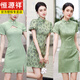 Hengyuanxiang verde Cheongsam Summer 2025 Girl joven Mejora de la pequeña madre de cuello bajo puede usar ropa de mujer para el examen de ingreso a la universidad diariamente 826 2xl