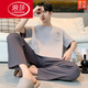 
LangSha 2025 new short-sleeved trousers pure cotton pajamas men's summer large-size suit for outdoor summer home clothing for men 13077 L