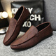 Goldlion 2025 Neue Sommer-Herrenschuhe, Bohnenschuhe, Herren-Trendy British Business Casual Lederschuhe, koreanische Mode faule Schuhe, Yl-D838_Black 39