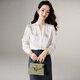 Late White New Product 2025 Autumn Casual Temperament Shirt Drape Skin Friendly V-Neck Elegant Commuting Shirt Women White S