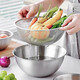 Stainless steel basin for beating eggs and noodles kitchen new fine mesh rice draining dish basin drain basket salad bowl 28cm natural salad bowl + drain basket
