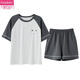 Pajamas de algodón puro de manga corta de mujeres modales para ropa de verano de algodón de algodón puro se pueden usar deportes afuera en el verano Y9859 M 75-95Jin [Jin equivale a 0.5 kg]