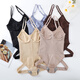 Seamless tight-fitting hollow body shaping women's tummy control suspender transvestite underwear corset thong men's jumpsuit coffee XL