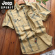 Jeep Spirit Jeep Summer d'âge moyen et jeune chemise à manches courtes décontractées pour hommes en liberté grande taille de papa à double poche équipe de travail militaire vert 5009 m