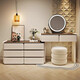 Fantasy Dressing Table Bedroom Feel Drawer Cabinet One-piece Solid Wood Dressing Table Drawer Cabinet One-piece Bedroom 2025 New Modern 80cm Table + Cabinet + Smart Mirror + Pier Stool Three Drawer Cabinet - White Slate Countertop