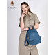 Hush Puppies women's bag new trendy leather backpack women's simple work commuting backpack fashionable casual travel bag official black