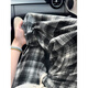CLOR autumn and winter plaid casual pants men's American fashion brand loose retro contrast color versatile straight pants CL87 black plaid 2XL
