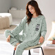 Platino große Pyjamas für Frauen 200 Jin [Jin entspricht 0,5 kg] plus Fett plus große Langschläuche 6xl Special Frühling und Herbst reines Baumwollfett MM Hellgrün 2025 Herbst- und Winter-NJR-Knc9207 L gleich groß
